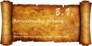 Bercsinszky Vilmos névjegykártya